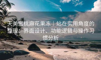 天美蜜桃麻花果冻｜站在实用角度的整理：界面设计、功能逻辑与操作习惯分析