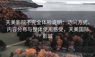 天美影院不完全体验说明：访问方式、内容分布与整体使用感受，天美国际影城