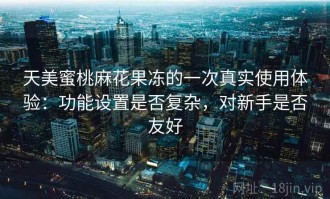 天美蜜桃麻花果冻的一次真实使用体验：功能设置是否复杂，对新手是否友好